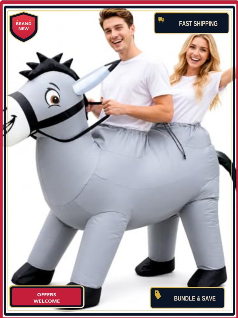 2 Person Inflatable Donkey Costume Adults Halloween Ride On